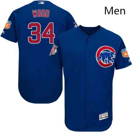 Mens Majestic Chicago Cubs 34 Kerry Wood Royal Blue Alternate Flex Base Authentic Collection MLB Jersey